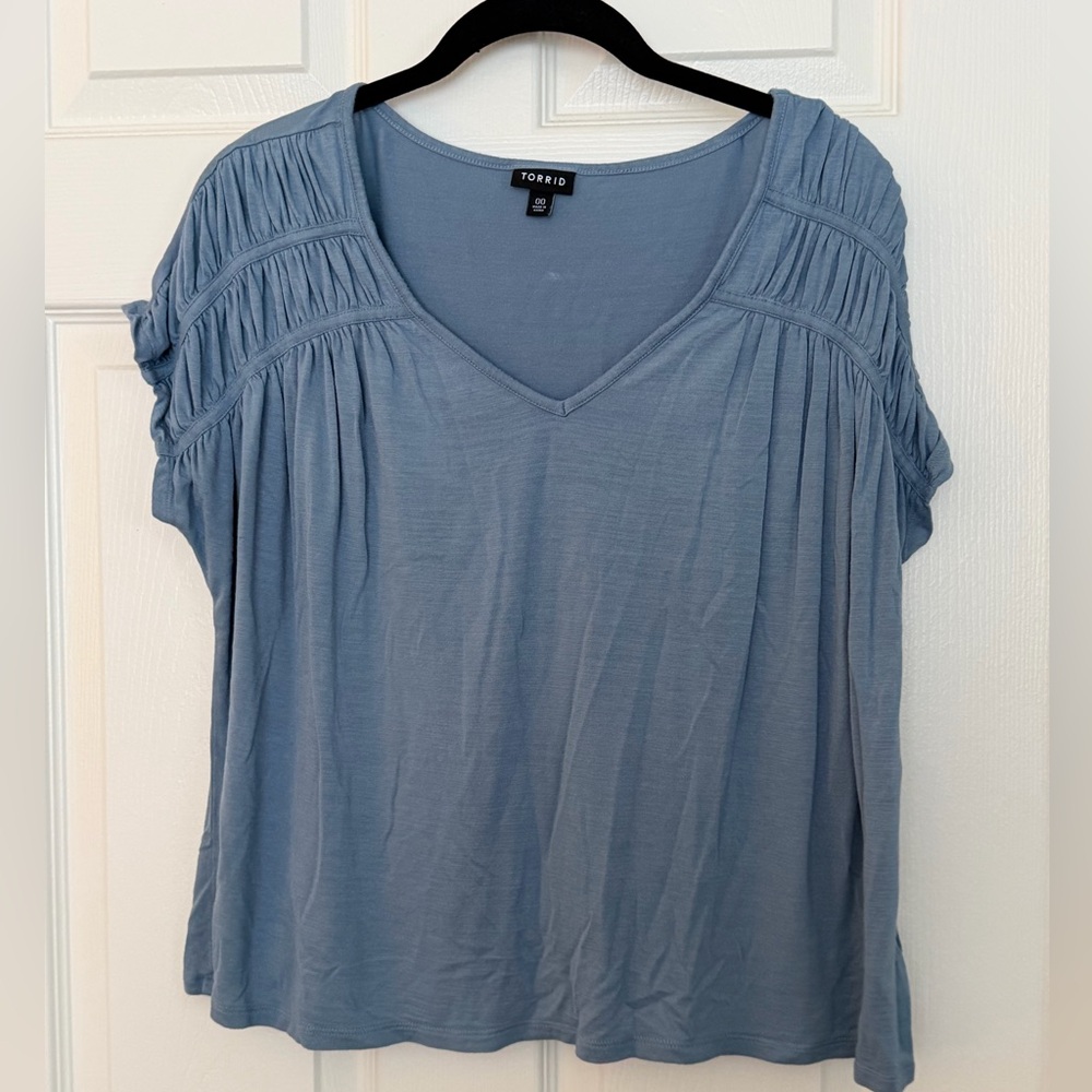 Torrid Slate Blue Gathered Blouse